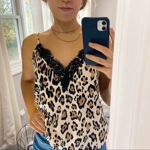 Cheetah Top with Lace detail